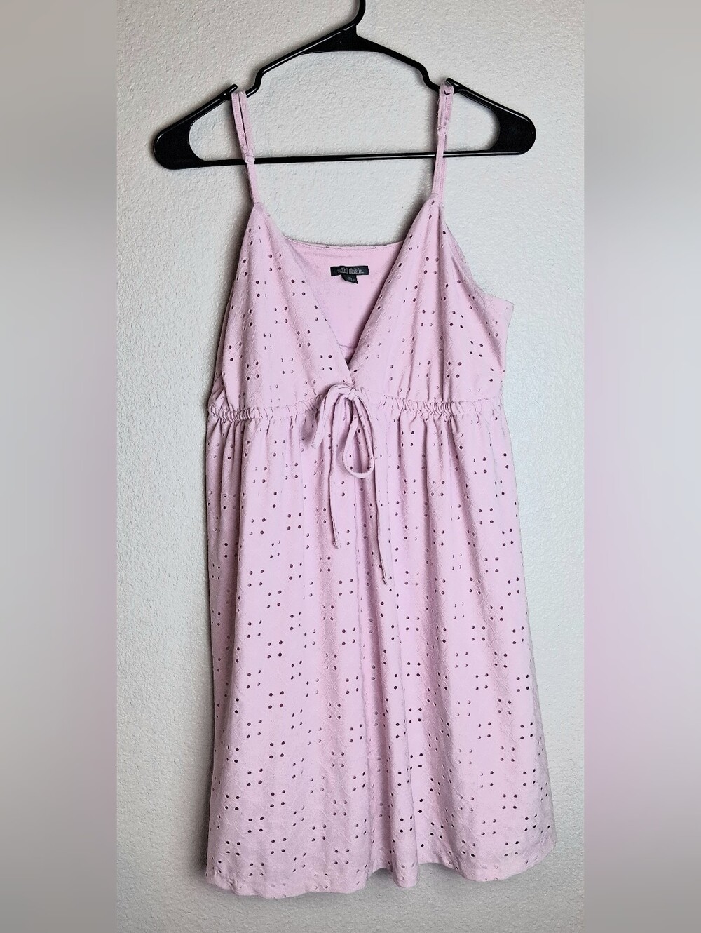 Pink Eyelit Skinny Strap Short Summer Dress Xl